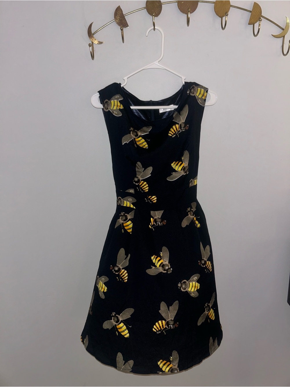 Vintage* Black Bee Print Dress